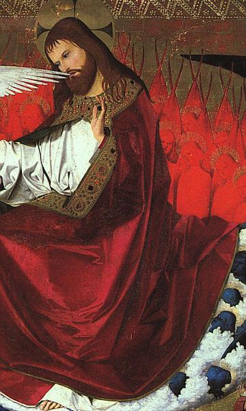 CHARONTON, Enguerrand The Coronation of the Virgin, detail: Jesus hjg oil painting picture